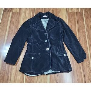 Vintage 70s Artbro‎ Jr. Sportswear Corduroy Jacket Black Goth Grunge Militaires